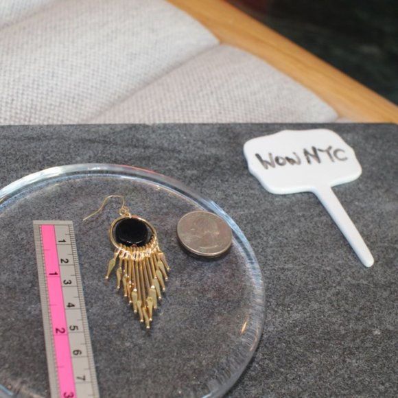 New Black Round Metal Tassel Drop Earrings jewelry - Picture 5 of 8